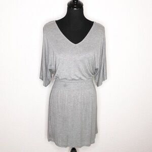 WHBM gray silver metallic smocked waist dress size Small